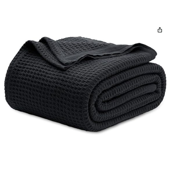 Bedsure 100% Cotton Blanket Queen Size For Bed - Black