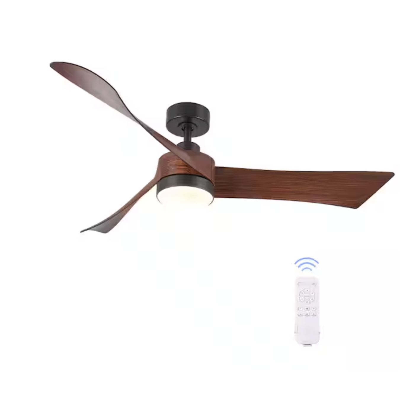54 in. LED Indoor Wood Grain Mid-Century Modern Ceiling Fan with 6 Remote Controlled Speeds