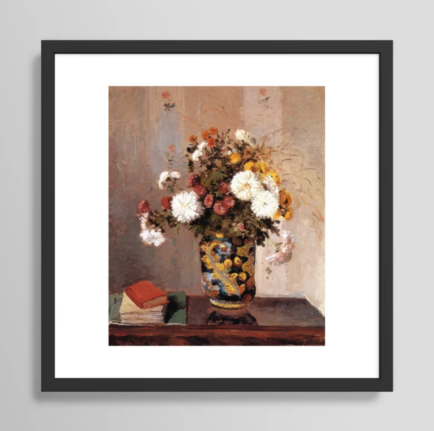 Chrysanthemums In A Chinese Vase 1873 By Camille Pissarro | Reproduction | Impressionism Painter Art Print
