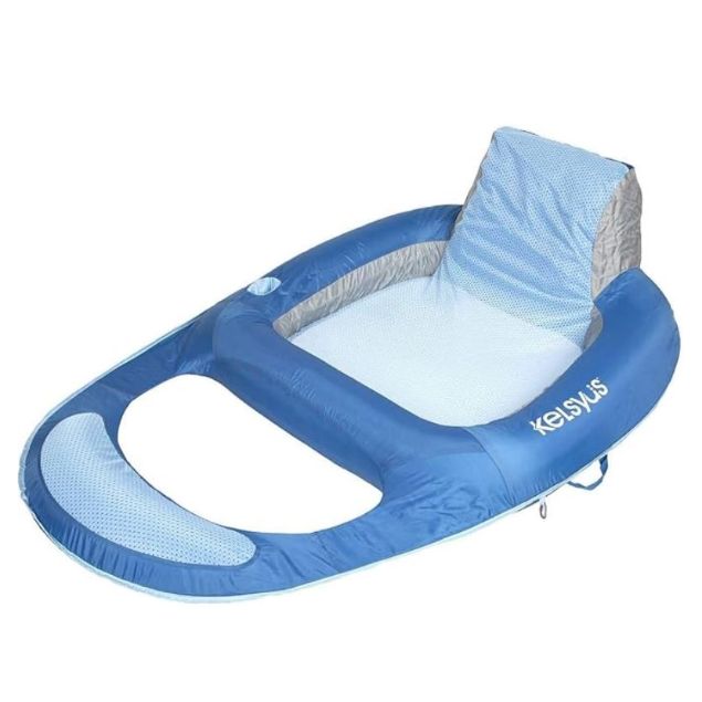 Kelsyus Floating Pool Lounger Inflatable Chair w/Cup Holder, Blue (6 Pack) 