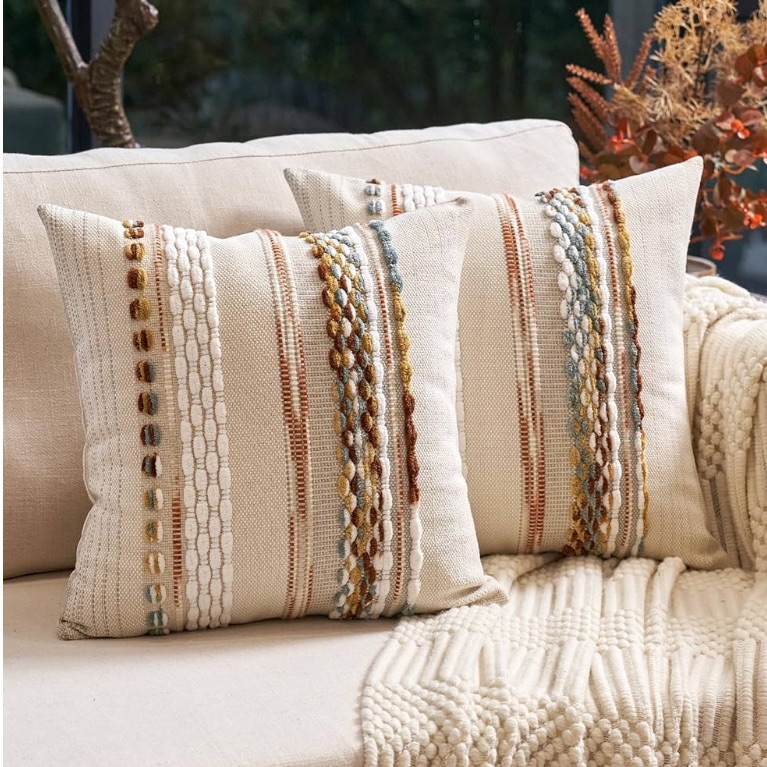 Aeckself Boho Throw Pillow Covers 18x18 Inch Set Of 2