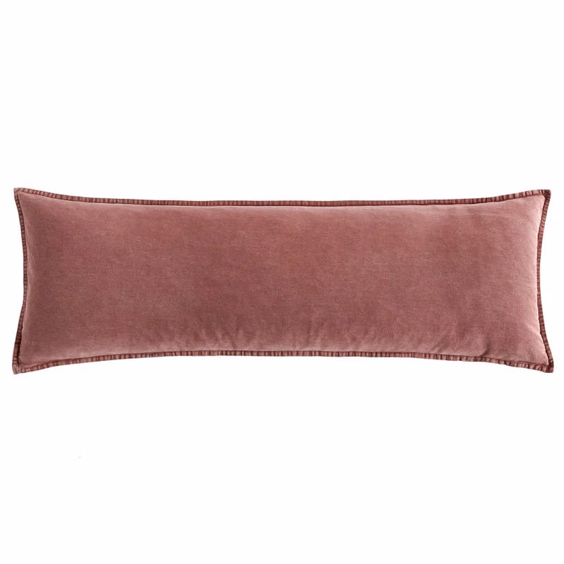 Stonewashed Cotton Canvas Solid Color Classic Chic Modern Rustic 14x42 Long Lumbar Pillow