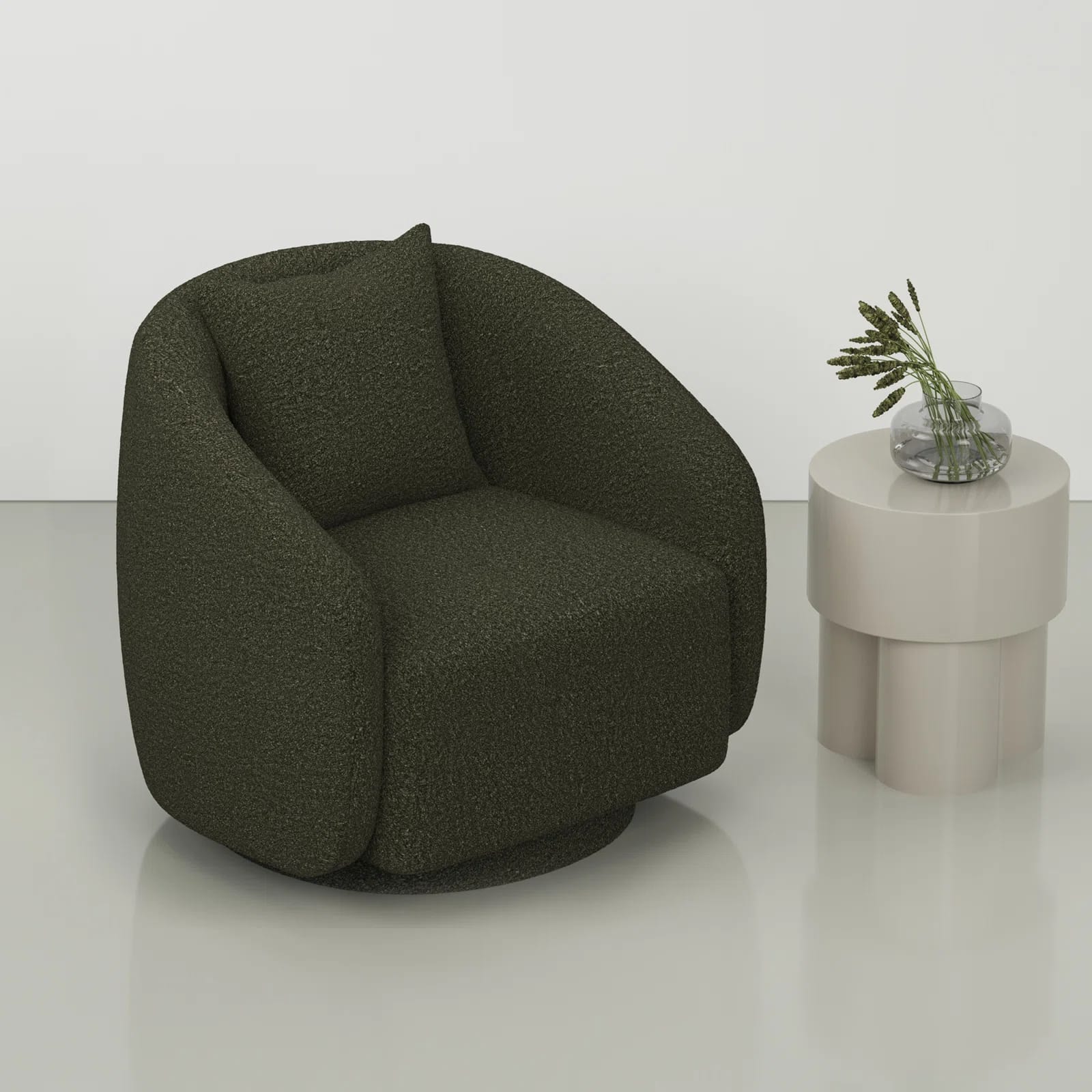 Bashar 28.5" W Upholstered Swivel Barrel Chair