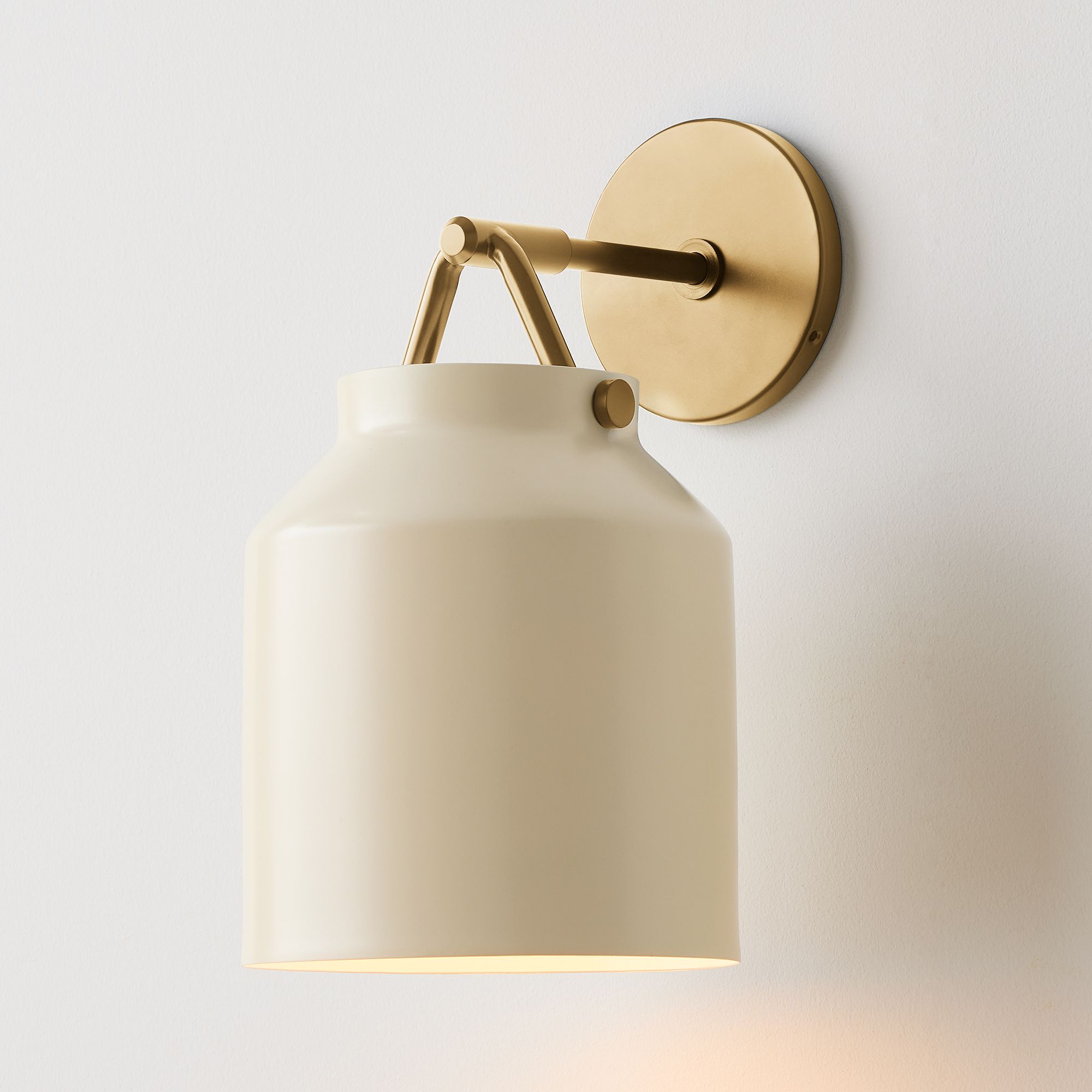 Henry Sconce, Small, Powder Coated Ivory, Antique Brass Powder Coated Ivory (7.5")