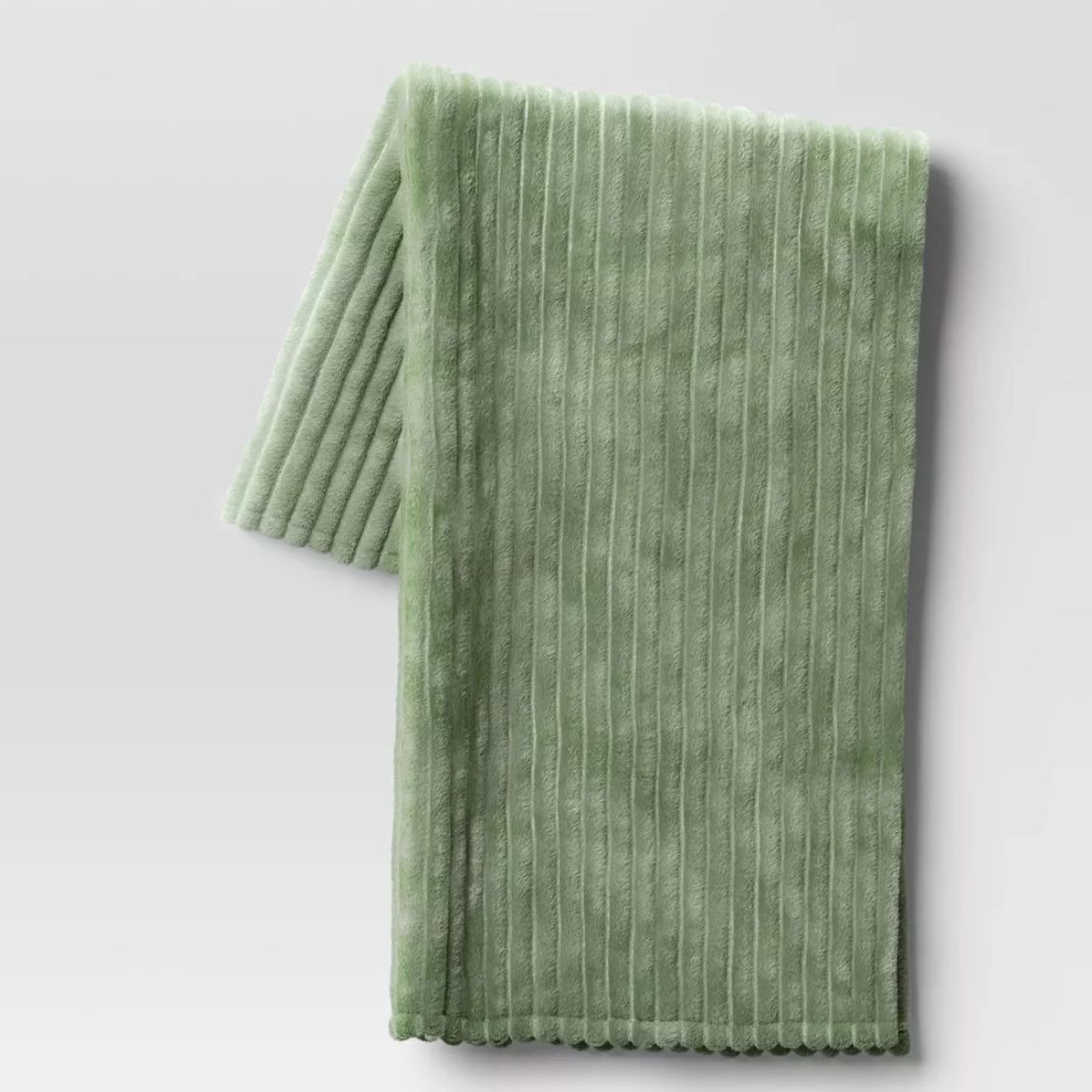 Channeled Plush Throw Blanket Green - Room Essentials™: Sensory Friendly, 50x60", Machine Washable