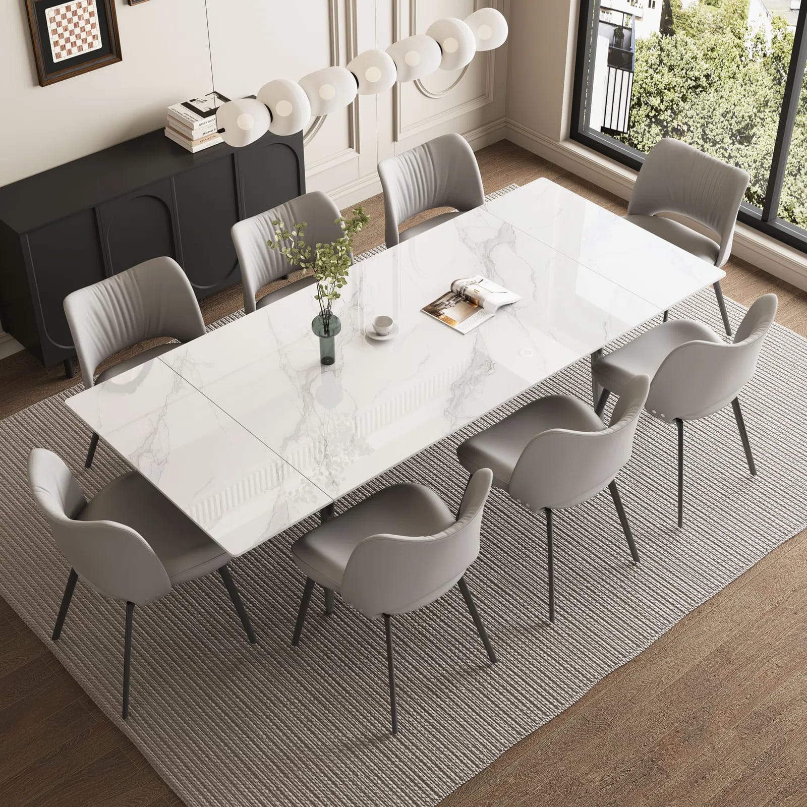 Homeira 62.9" to 94.4" Extendable Dining Tables for 6 to 10 - Rectangle Big Dining Table