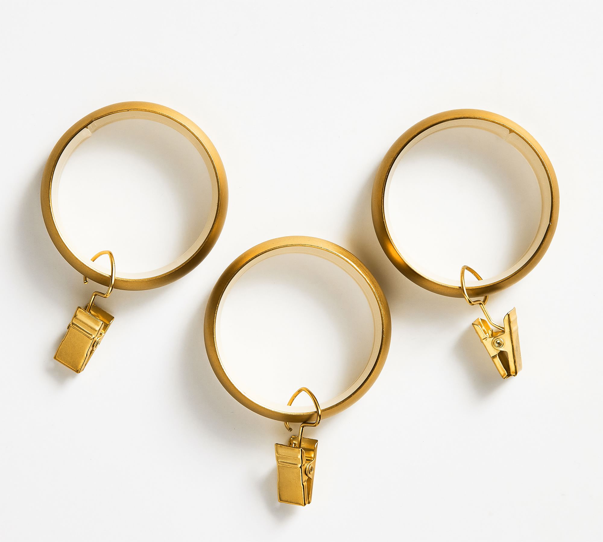 Brass Quiet-Glide Curtain Clip Rings, Large Set Of 10