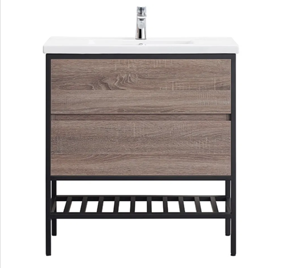 Miseno Nashville 32" Free Standing Single Vanity Set with Wood Cabinet and Porcelain Vanity Top