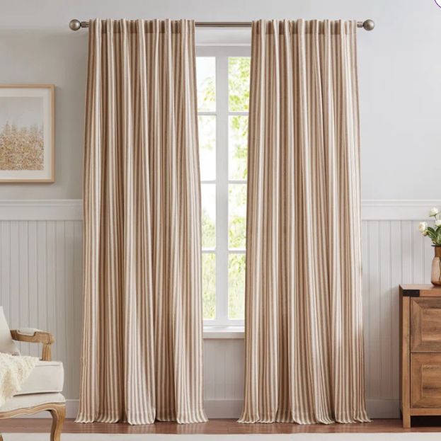 Mayolo Bass Peak 100% Cotton Striped Sheer Outdoor Rod Pocket Curtain Panel Pair (Set of 2)