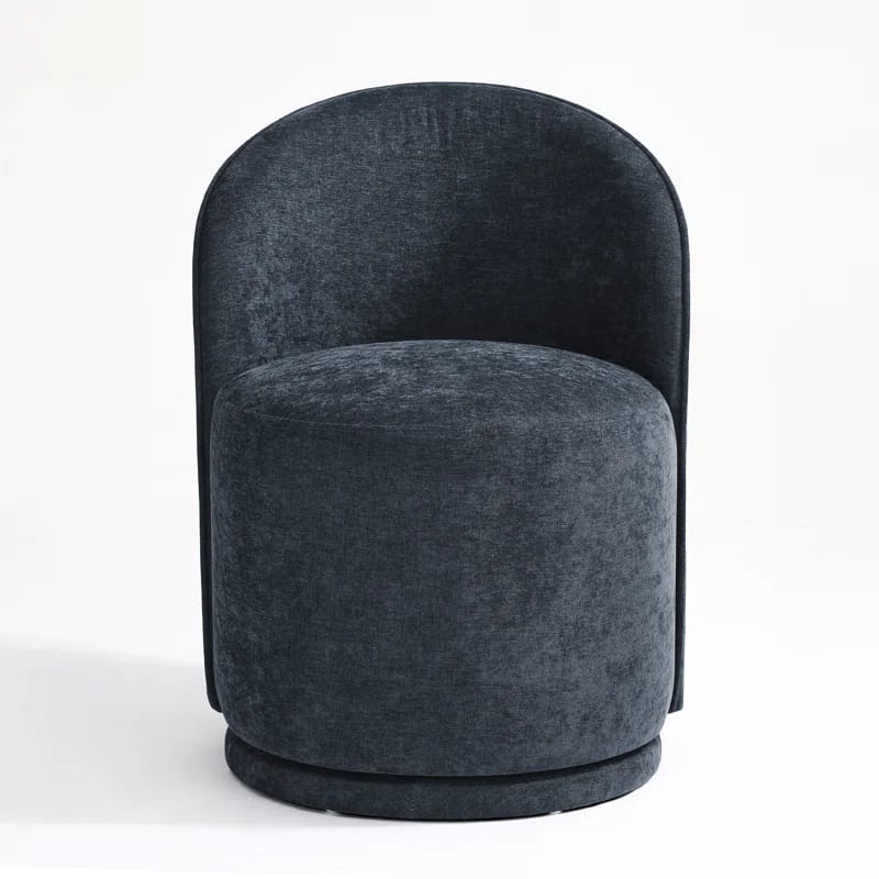 Upholstered Modern Navy Polyester Blend Barrel Swivel Side Dining Chair
