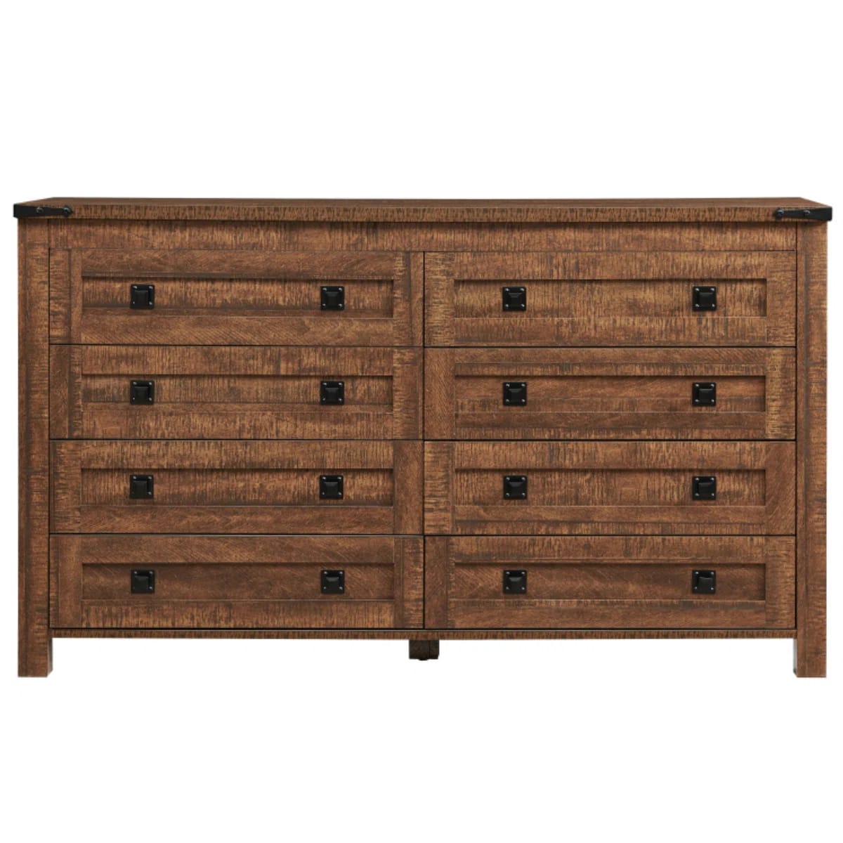 Adarra Farmhouse 8 -Drawers Double Dresser Organizer, Wood Rustic Wide Chest of Drawers Rustic, Spacious & Organized