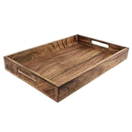 Gocraft Handmade Classic Wooden Tray Medium Size | Serveware Kitchen Accessories Tray - 15" : Home & Kitchen