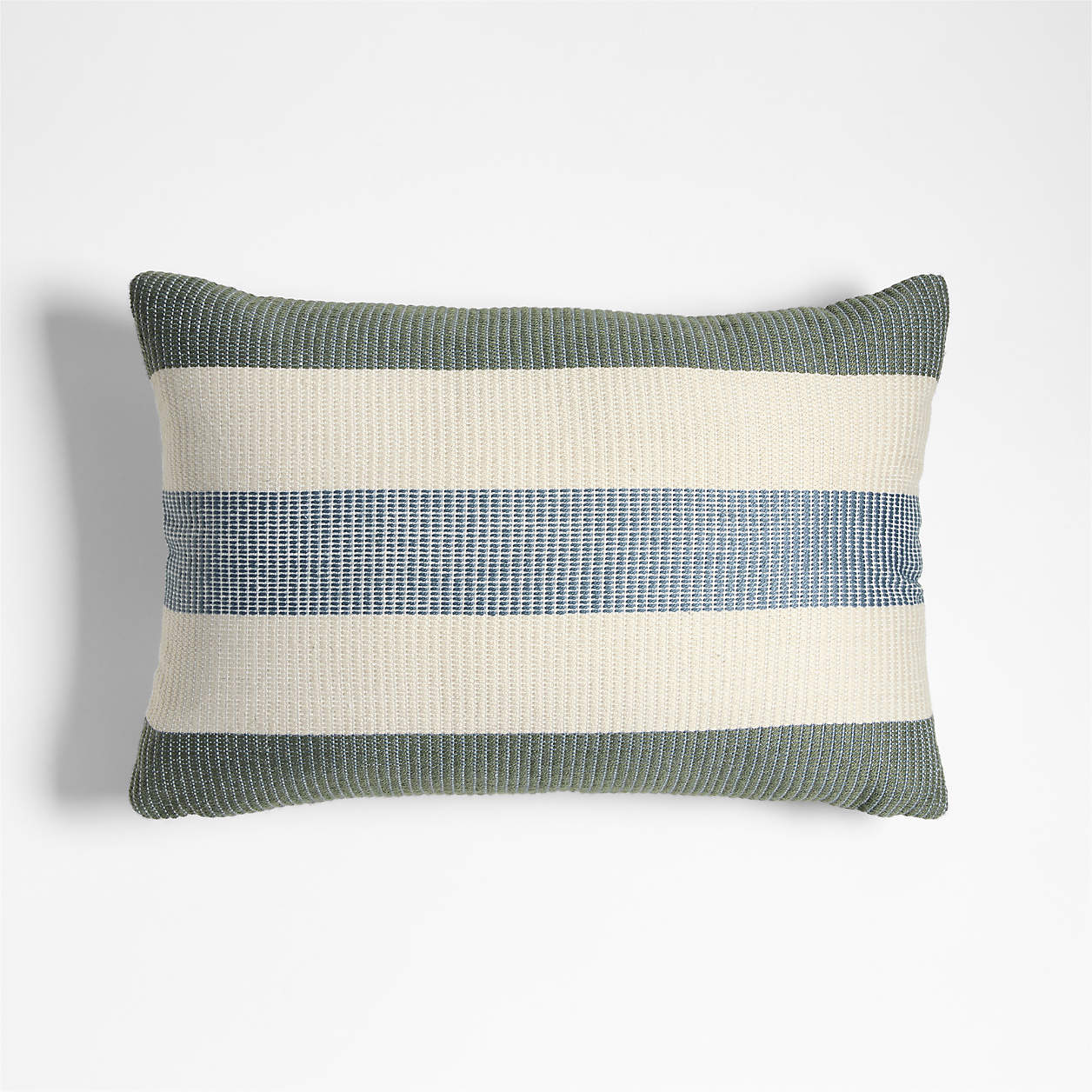 Tonal Textured Stripes 22x15 Blue Indoor/Outdoor Throw Pillow