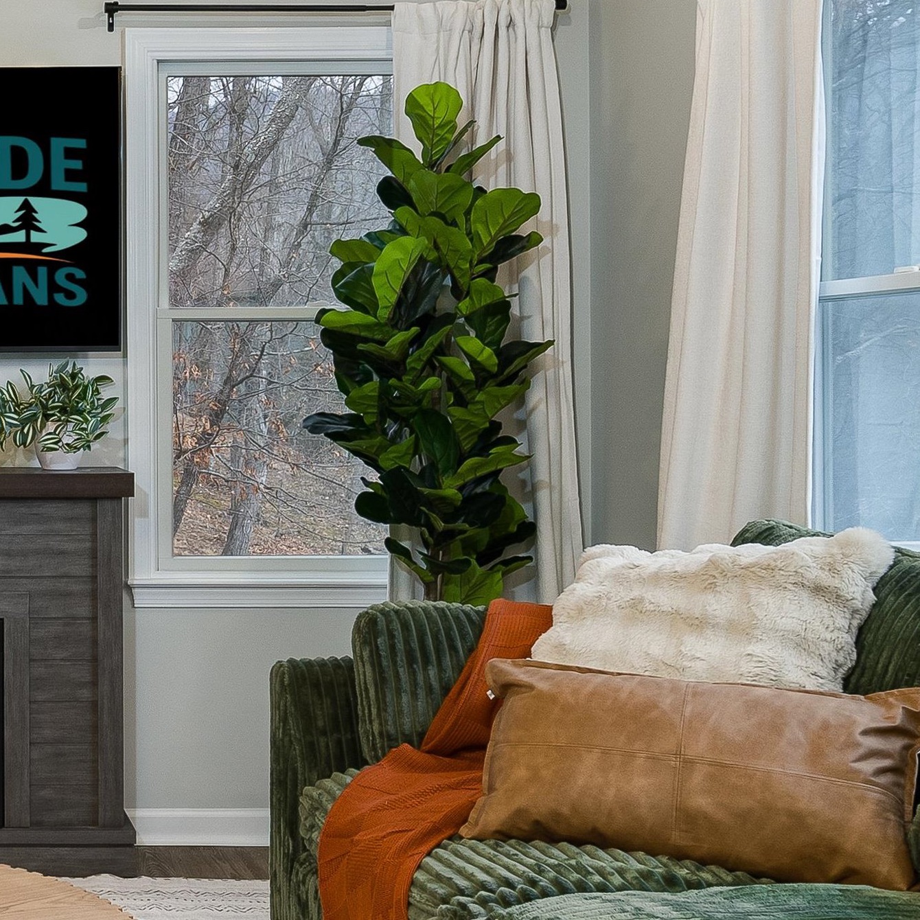 VIVATREES 6FT Fiddle Leaf Fig Artificial Tree with White Planter Pot,Faux Floor Plant, Indoor and Outdoor Fake Plants for Home Office Decor