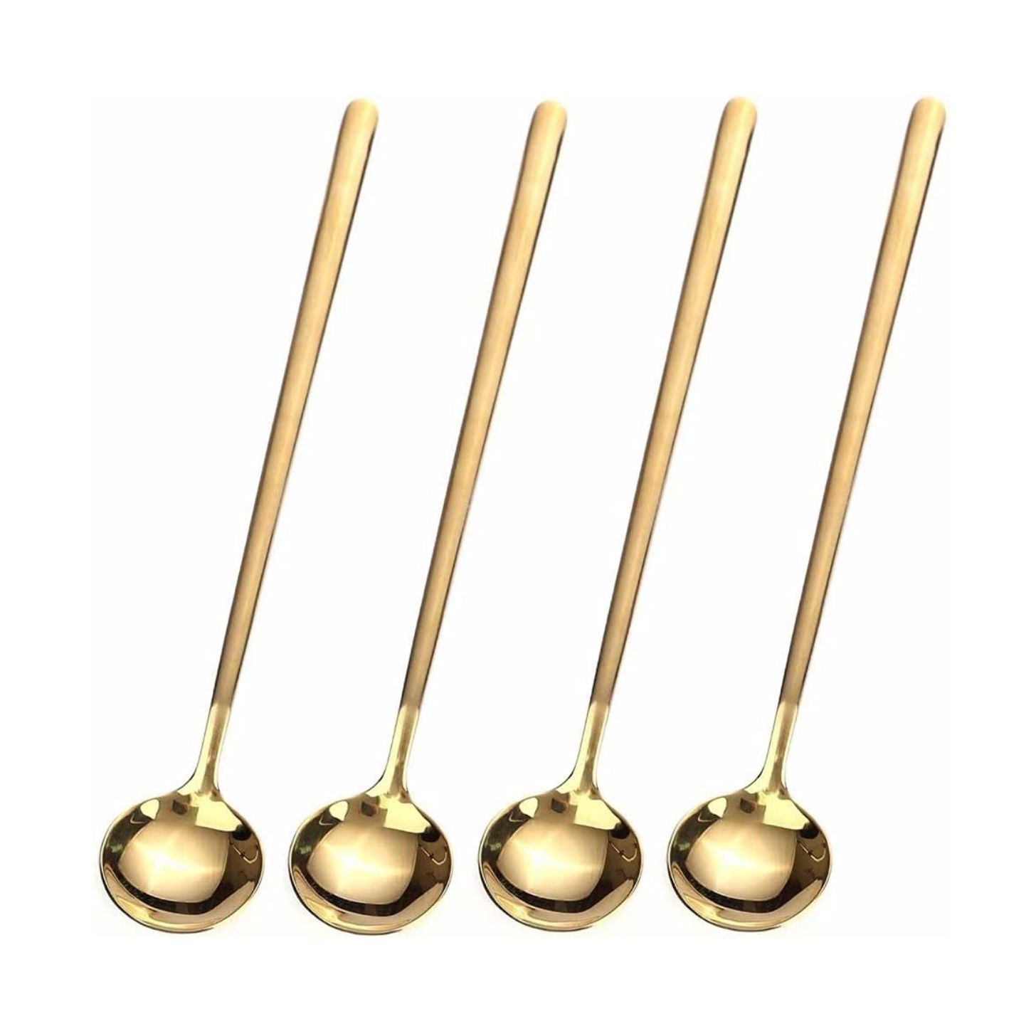  4 PCS 6.7 Inches Coffee/ Tea Spoons Long Handle, Gold,