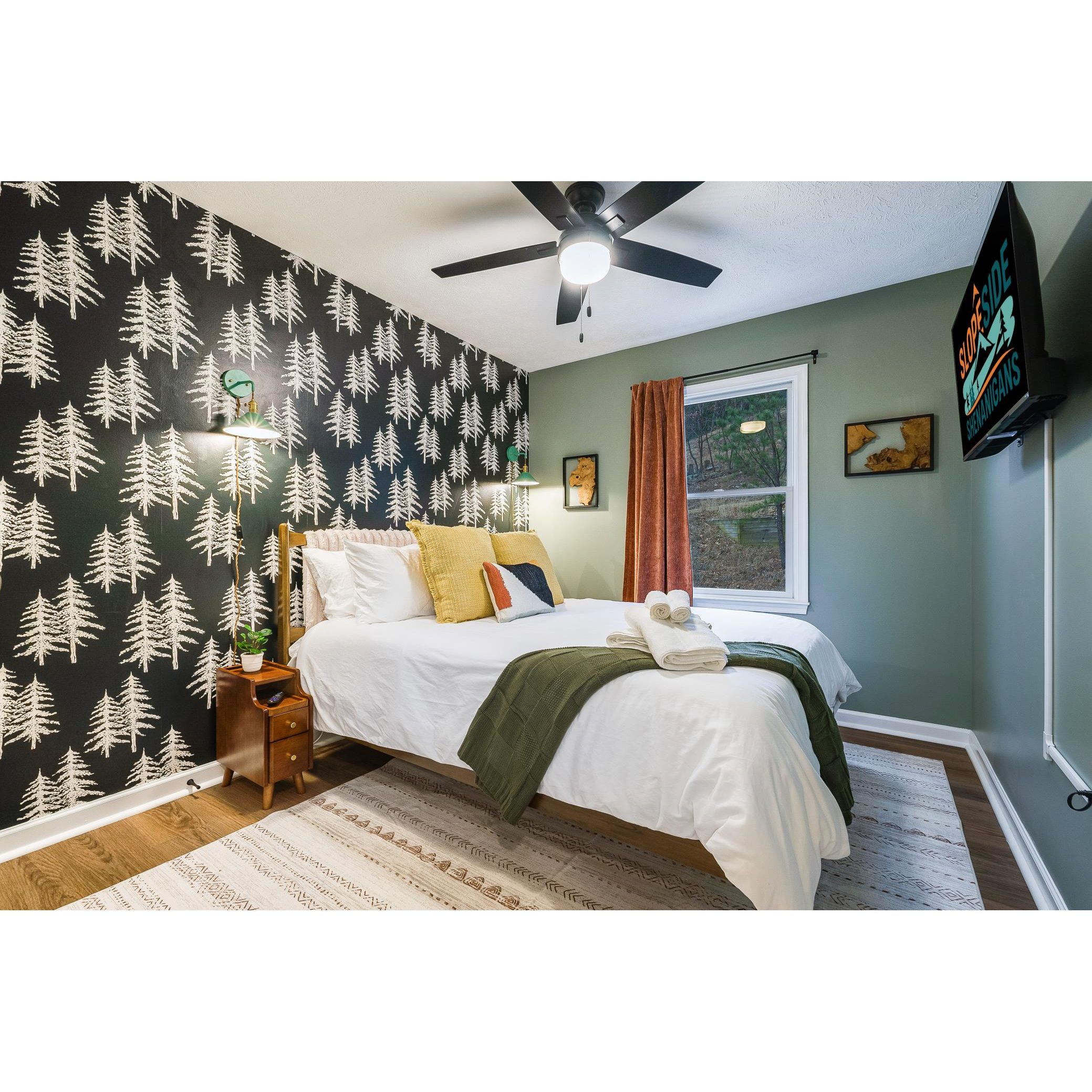 Ava Solid Wood Platform Bed with Upholstered Headboard