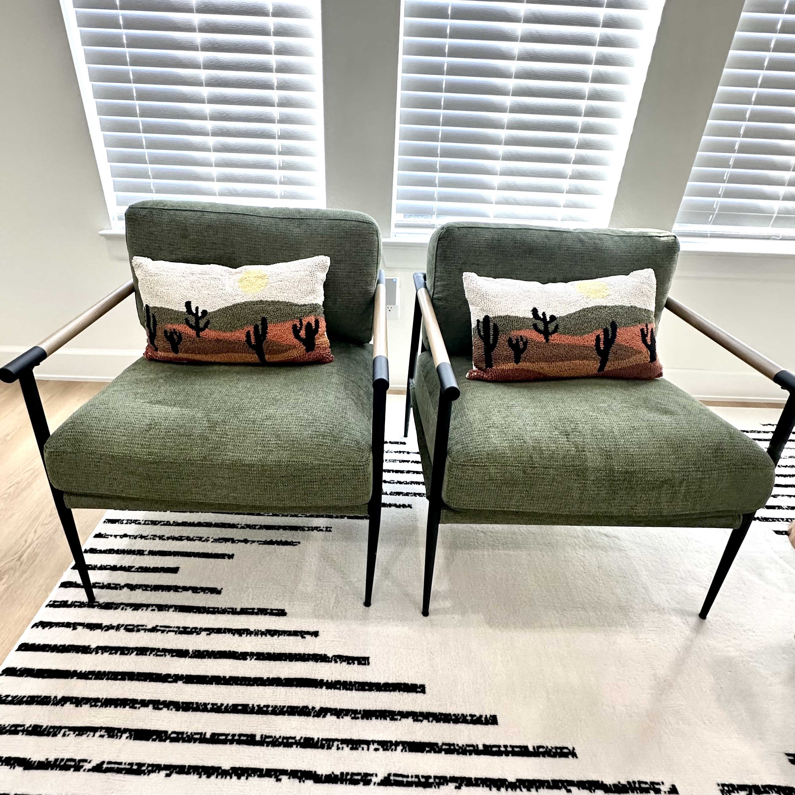 Accent Chairs Set of 2 Green Armchair Lounge Chair Chenille