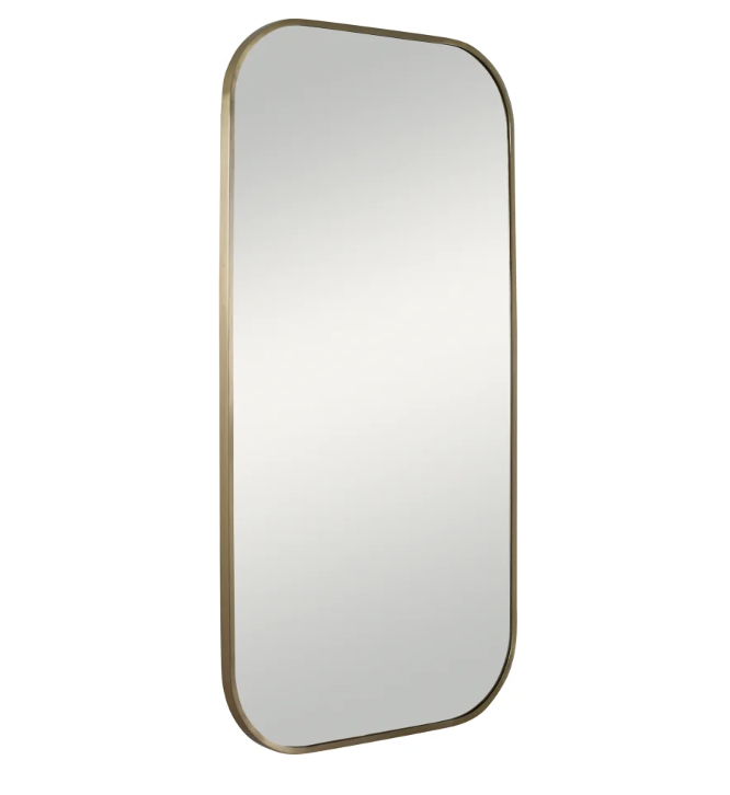 Uttermost Taft 41" x 21" Contemporary Sleek Rectangular Vanity Bath Wall Mirror with Rounded Corners - Landscape or Portrait Hung