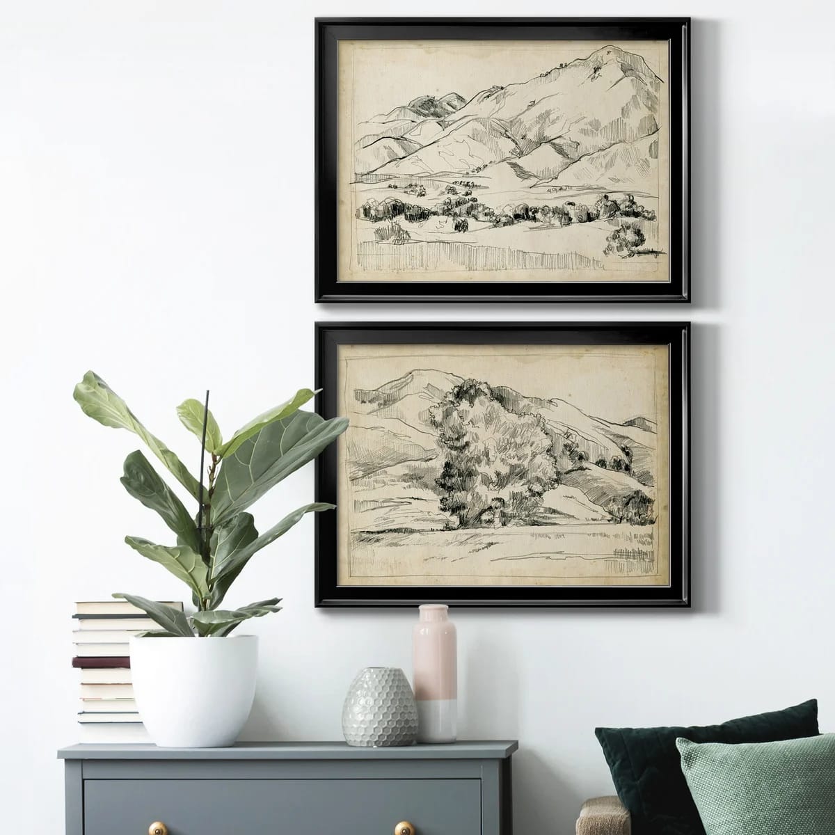 36.5" H  x 53" W x 1" D " Mountain Sketch I " 2 - Pieces (Set of 2)