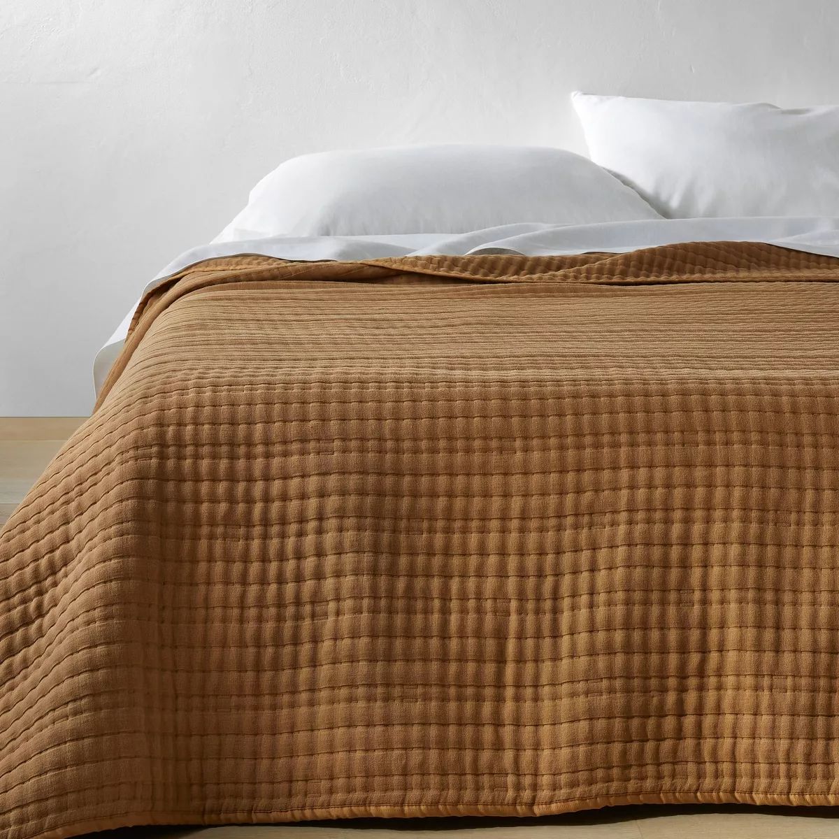 Full/queen Lyocell Cotton Blend Coverlet Warm Brown - Casaluna™: 260 Thread Count, Oeko-tex Certified