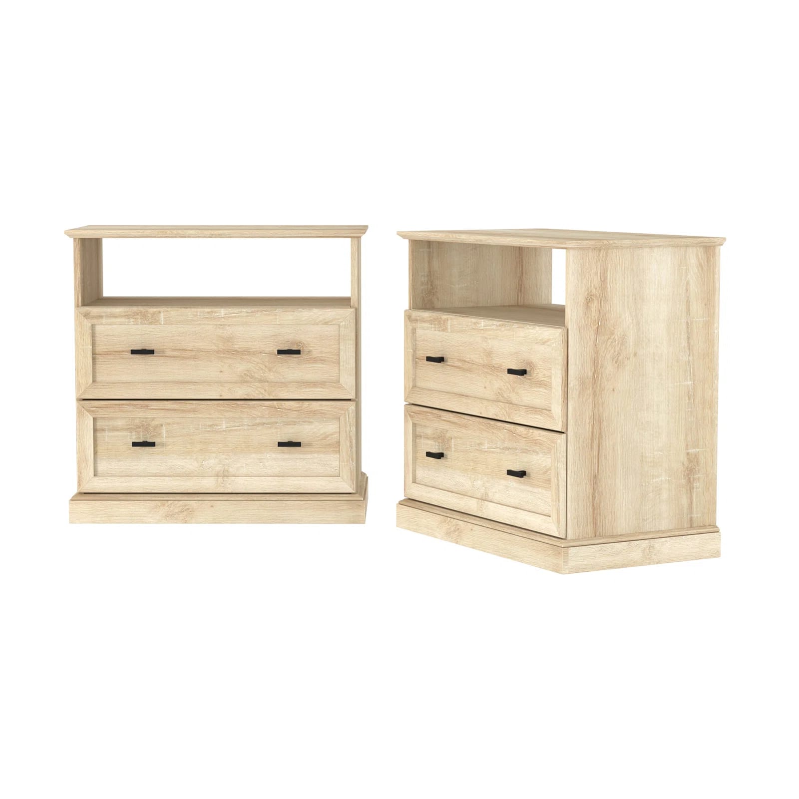 Classic Open-Top 2-Drawer Side Tables (Set of 2)