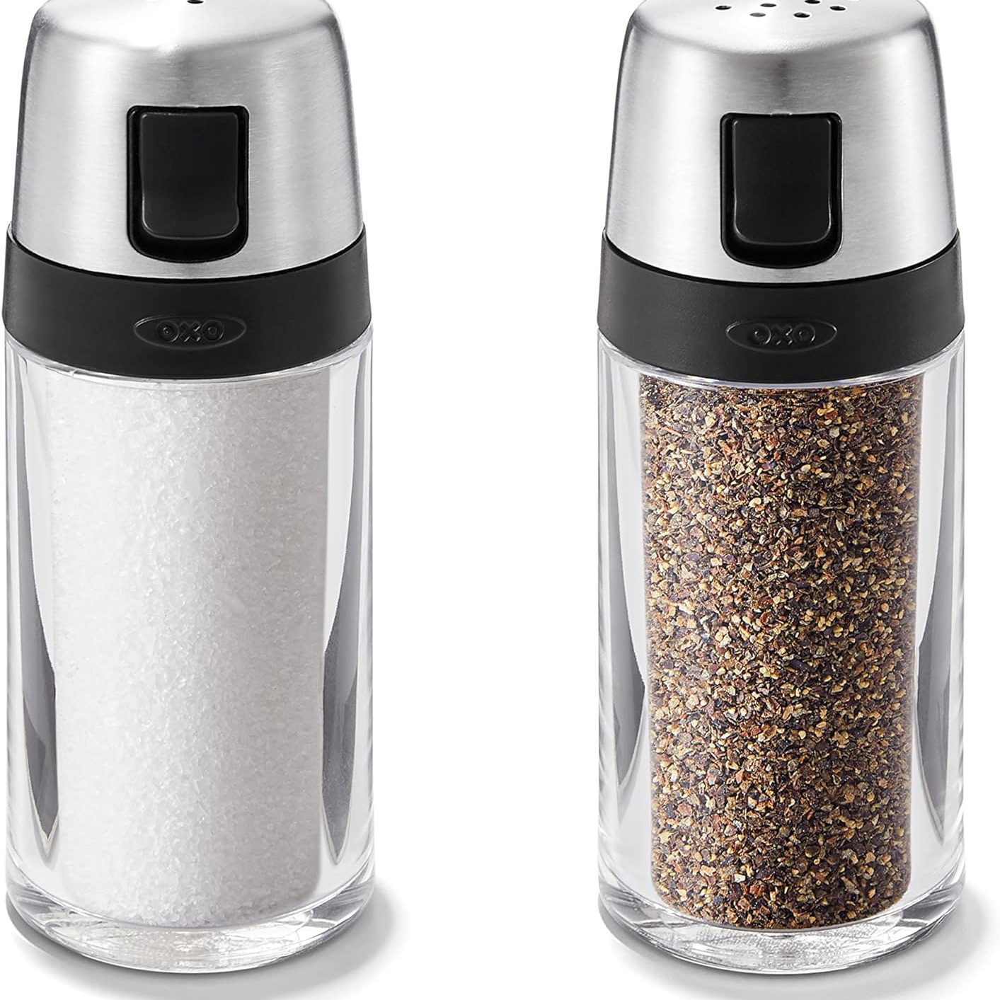 OXO Salt and Pepper Shaker Set, Clear, Stainless Steel