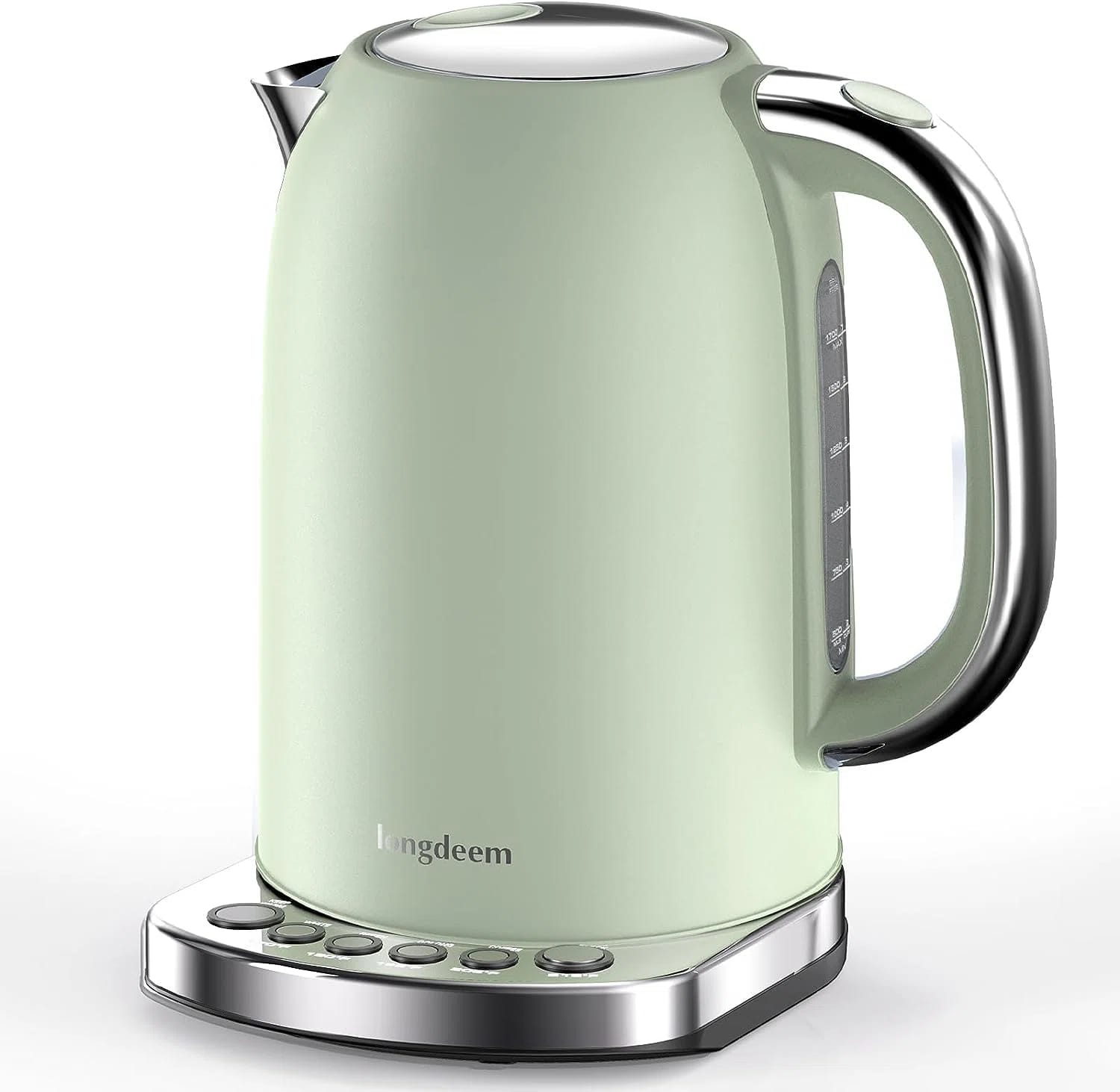 Longdeem 1.7L Electric Kettle, 1500W, Quick Boil, Cordless, LED, Temp Control, Light Green