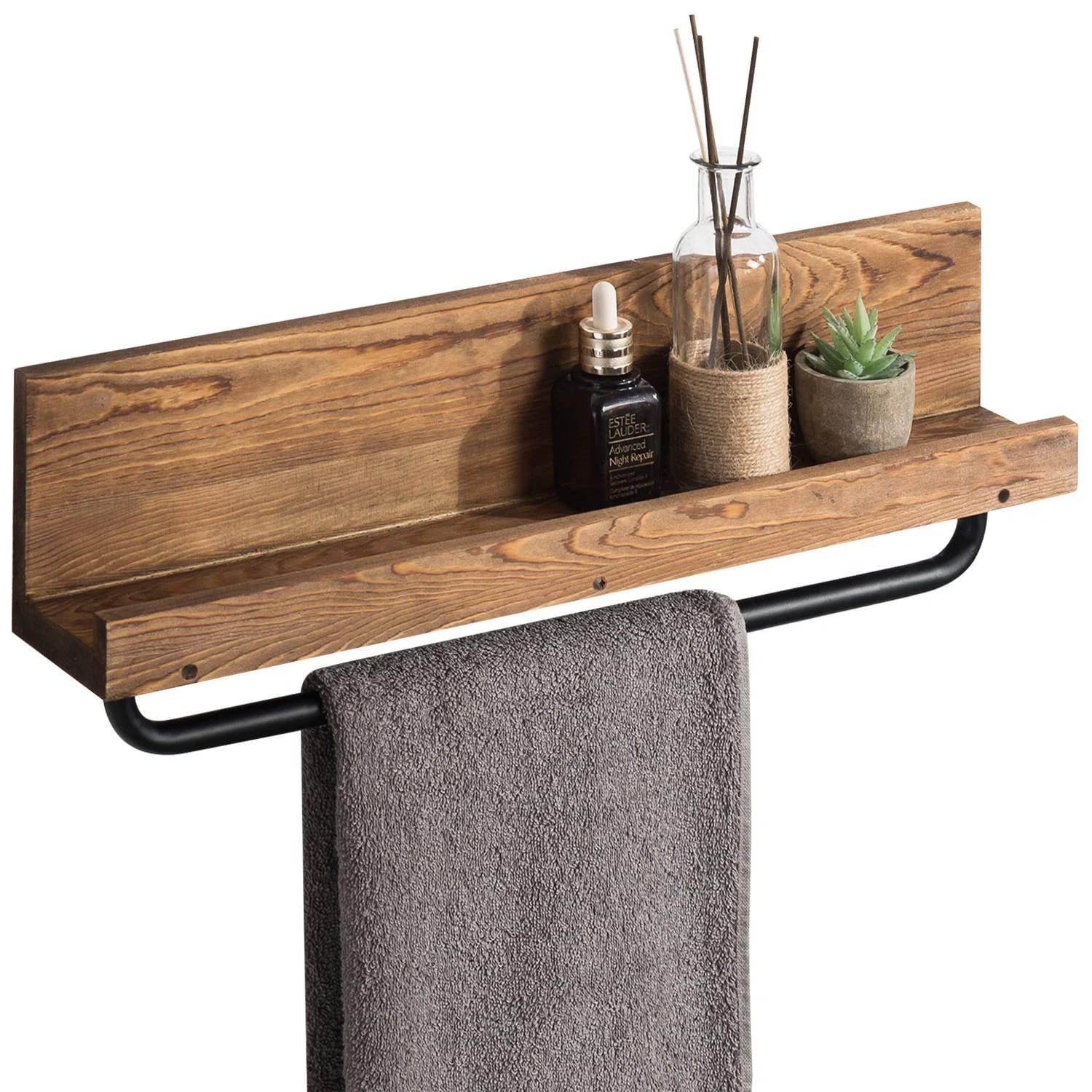 WAYBATH0244BRN Wood 1 Wall Towel Rack