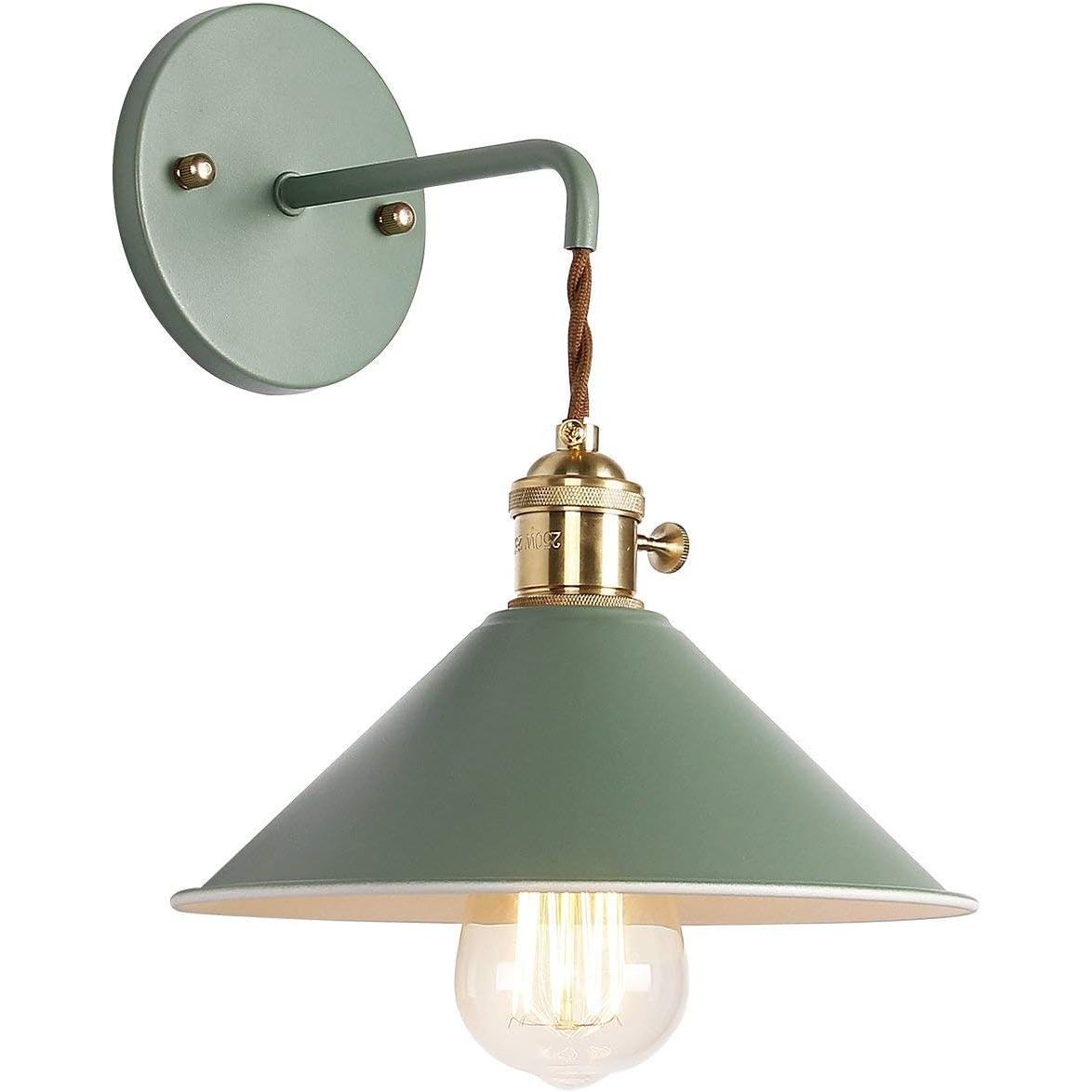 iYoee Wall Sconce Lamps Lighting Fixture with on Off Switch,Green Macaron Wall lamp E26 Edison Copper lamp Holder with Frosted Paint Body Bedside lamp Bathroom Vanity Lights