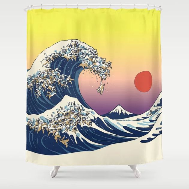 The Great Wave Of Cat Shower Curtain By Huebucket | Society6