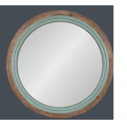 Kate and Laurel Palmer 26.00 in. W x 26.00 in. H Blue Round Farmhouse Framed Decorative Wall Mirror