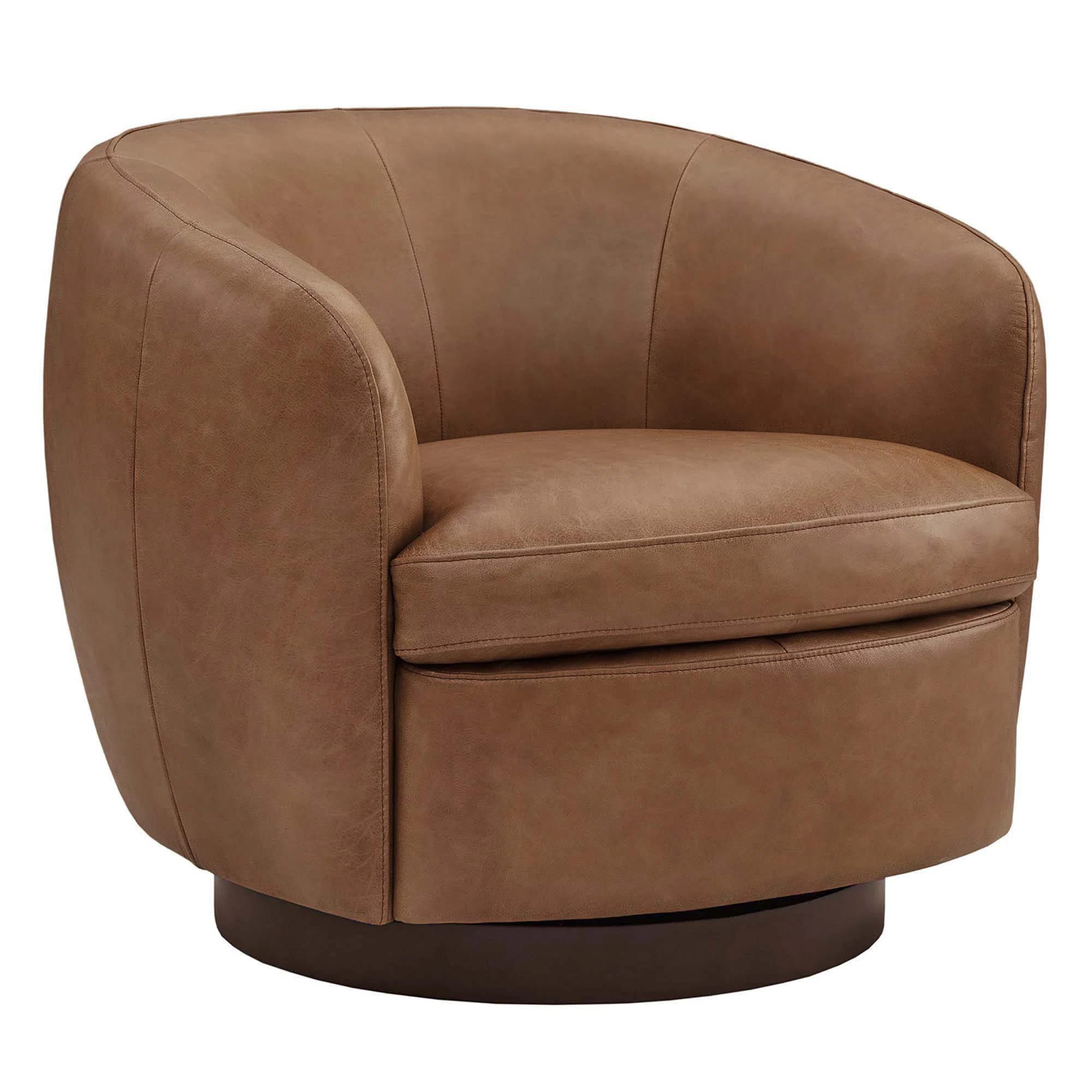 Marcy Vegan Leather Swivel Barrel Chair