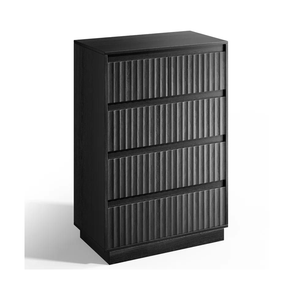 Dejesus 5-Drawer Dresser 27.5"W Single Dresser With Waveform Fluted Panel
