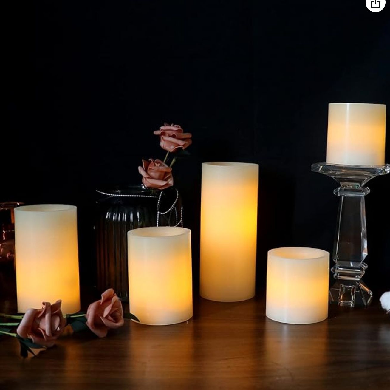 Eldnacele LED Flameless Flickering Candles Optical Fiber Wick with 10-Key Remote Control Timer