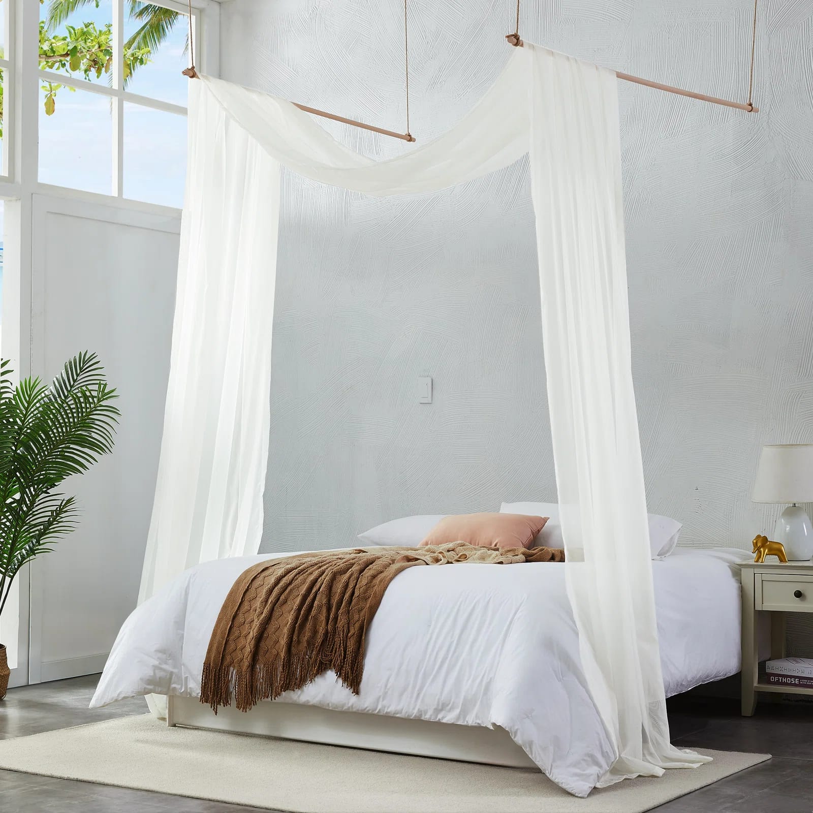 Bundella Polyester Ties Bed Canopy Curtains