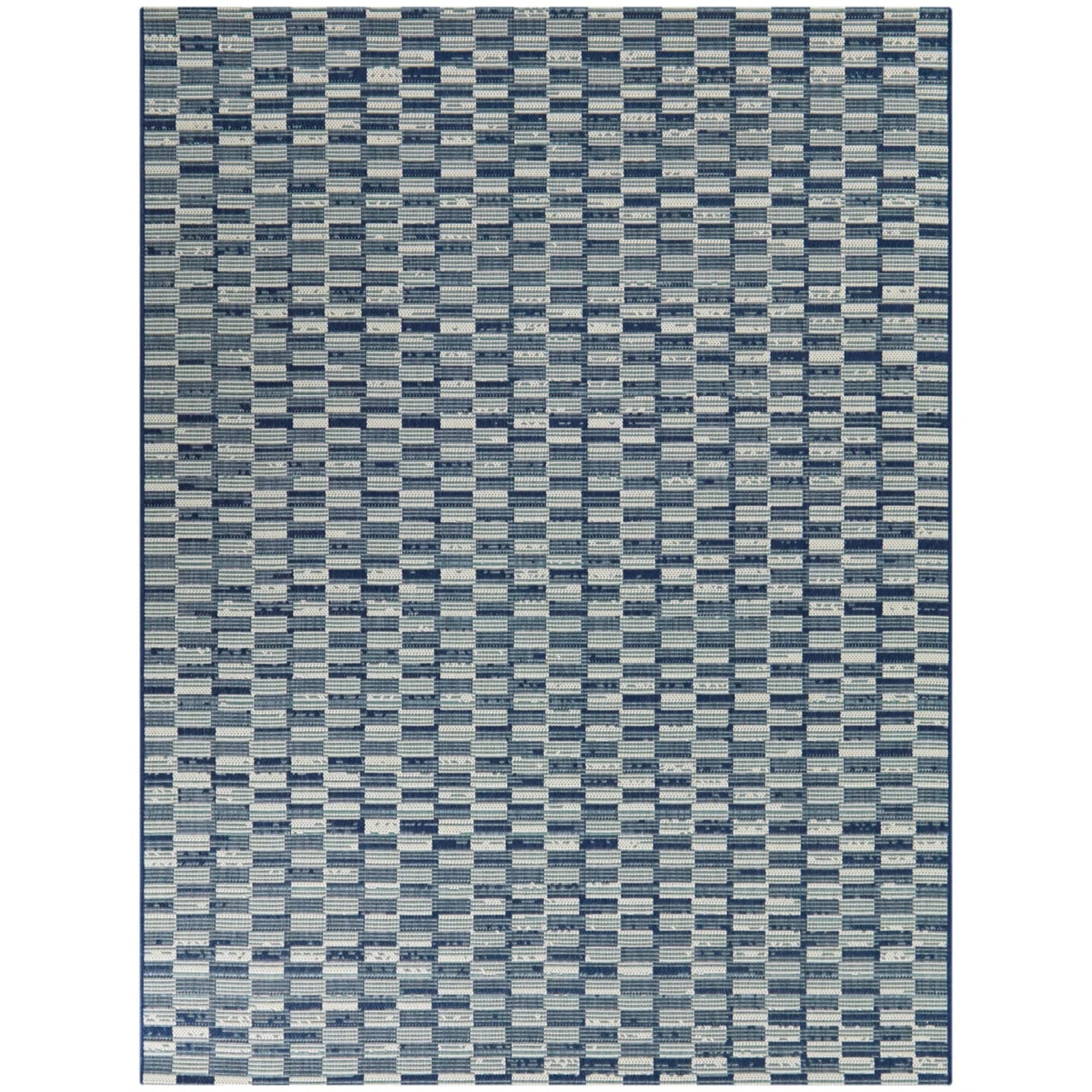 Riane Blue Checkered Patio Indoor/Outdoor Area Rug
