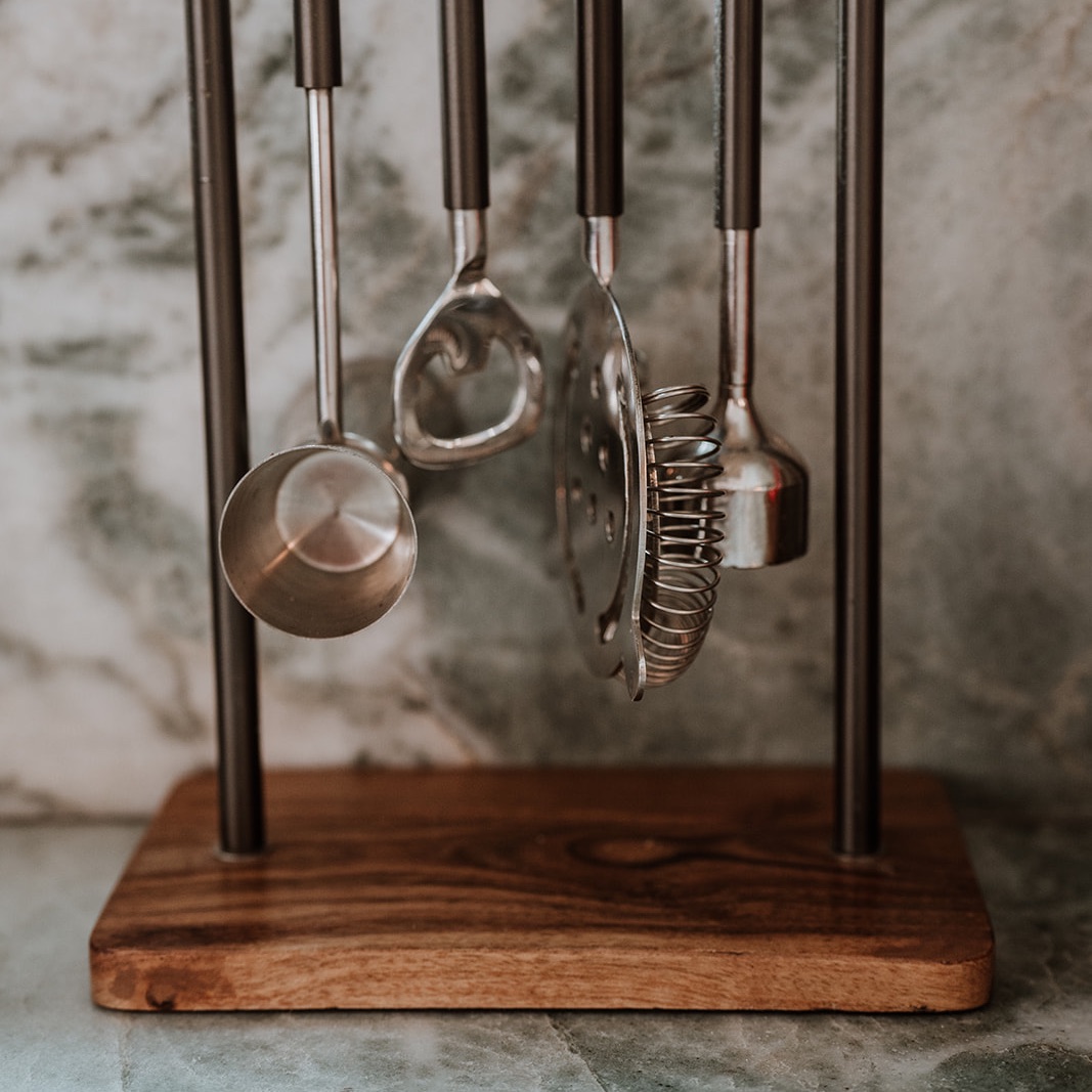 Graphite And Wood Bar Set