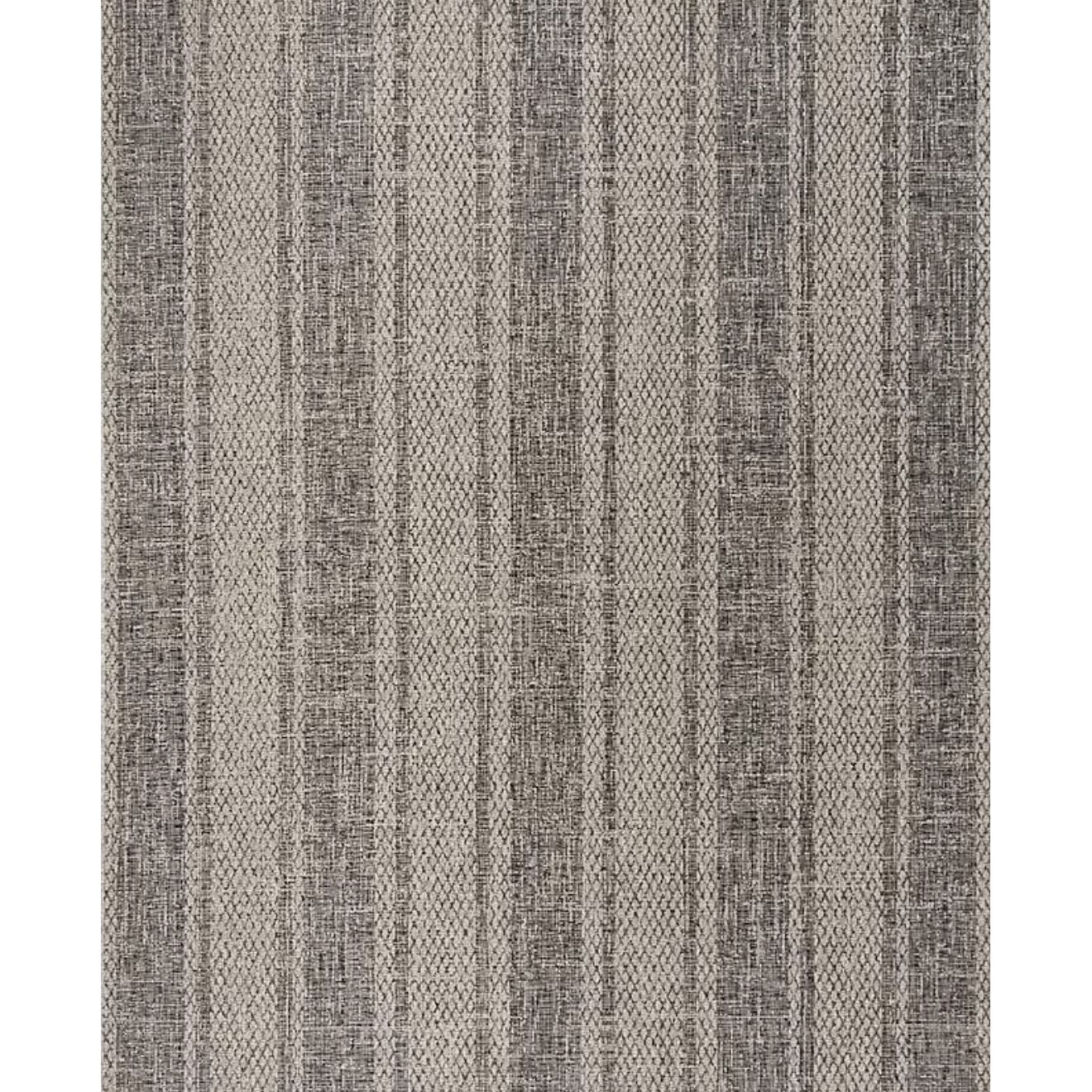 Safavieh Courtyard Ventura 8 x 11 (ft) Loomed Polypropylene Light Gray/Black Rectangular Indoor/Outdoor Stripe Coastal Area rug
