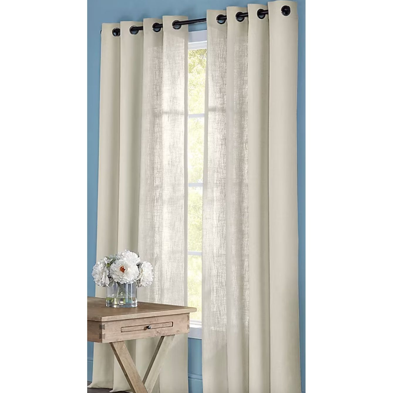 allen + roth 84.0-in Ivory Light filtering Grommet Single curtain panel