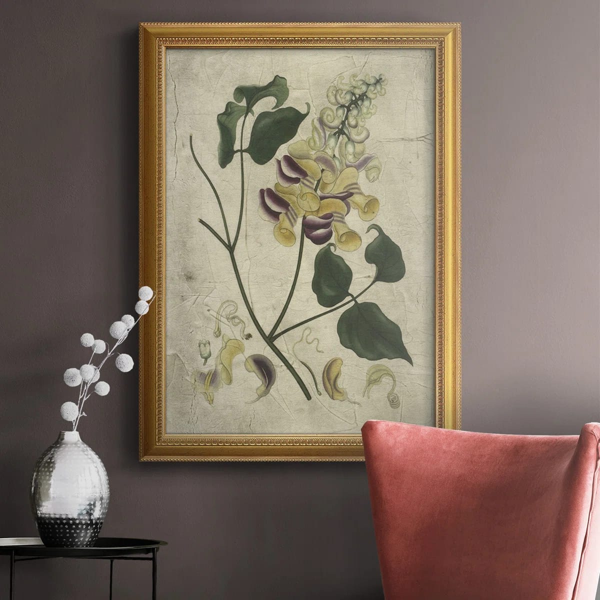 Aubergine Florals I Premium Framed Canvas- Ready To Hang