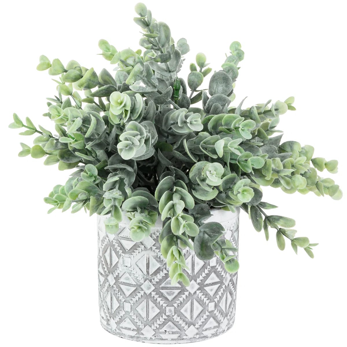 8.9'' Faux Eucalyptus Plant In Cement Pot