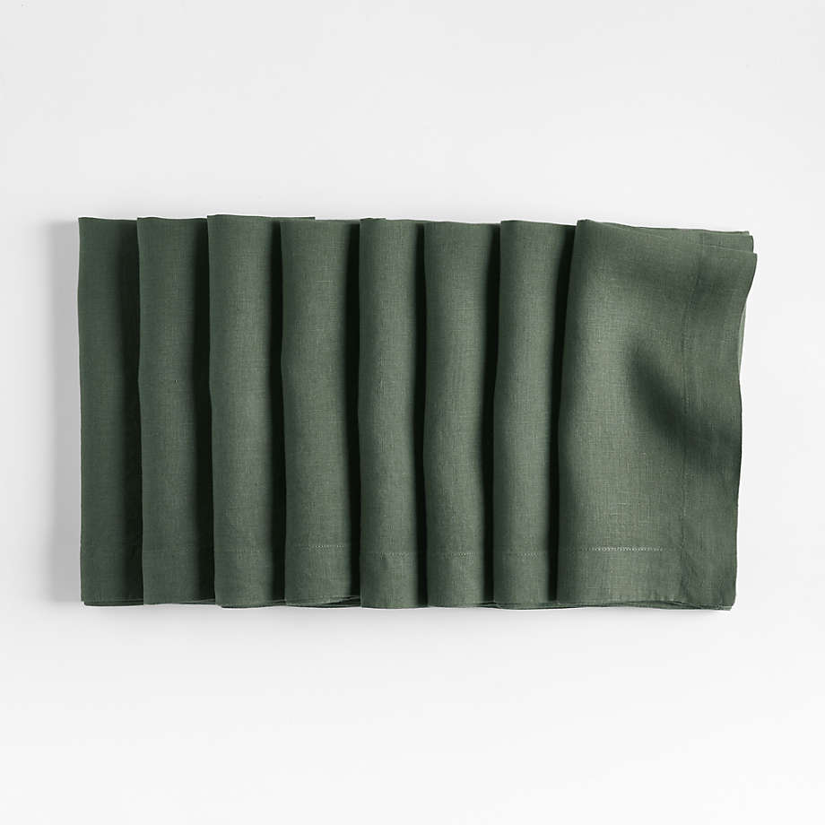 Marin Pine Green EUROPEAN FLAX ™-Certified Linen Napkin, Set of 8