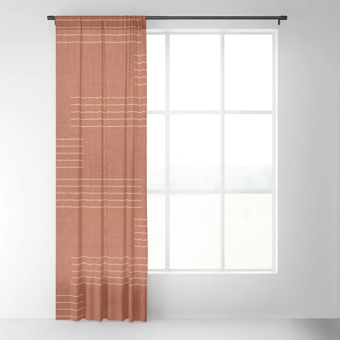 Minimal, Pattern, Boho Prints, Terracotta Blackout Curtain