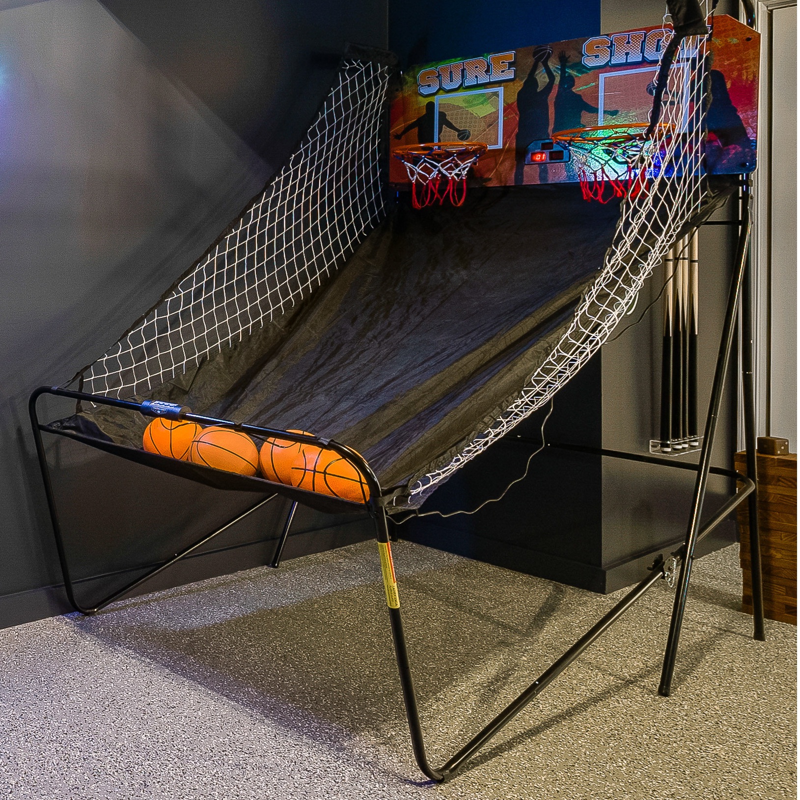 Hathaway Sure Shot 81-In Dual Basketball Arcade Game for Game Room - With LED Scoring, Foldable Indoor Basketball Game Design, Steel Frame, 8 Game Modes, Pump & Dual Hoops