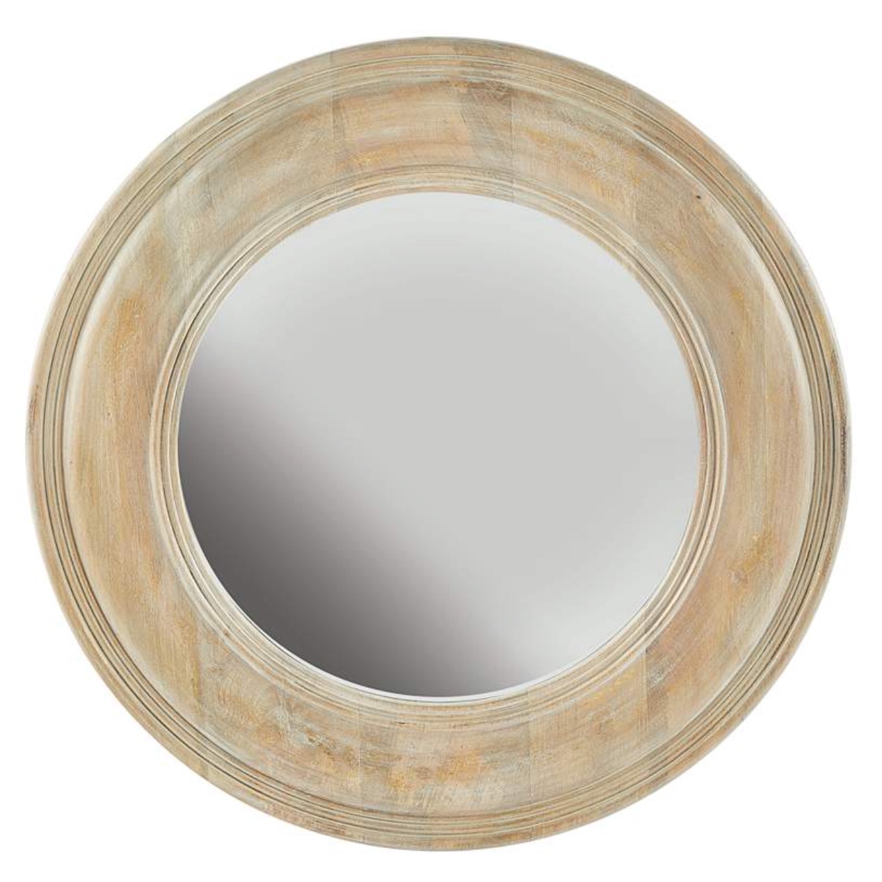 Capital Starboard 30" White-Washed with Gold Leaf Round Wall Mirror 