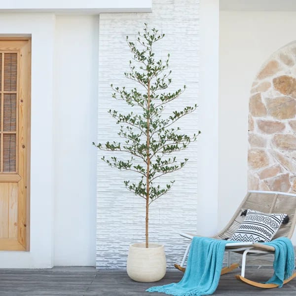 Adcock Artificial Tree Black Olive, UV Resistant Faux Plants - Real Wood Trunk, Floor Plant Outdoor Decor