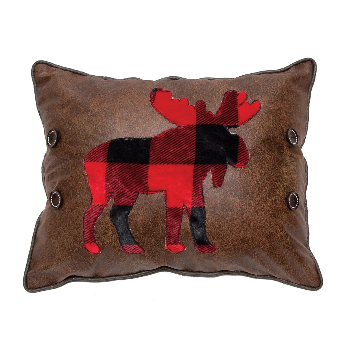Buttons Faux Leather Throw Pillow