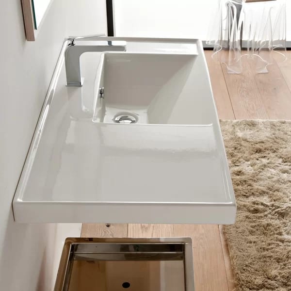 Scarabeo 3009-1 Scarabeo By Nameeks ML 18.5'' Glossy White Vitreous China Rectangular Drop-in, Wall Mount Bathroom Sink with Overflow