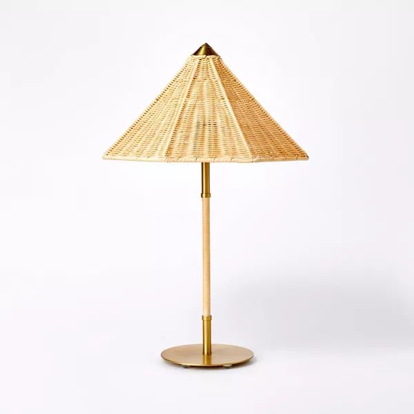 Table Lamp With Tapered Rattan Shade Gold (includes Led Light Bulb) - Threshold™ Designed Wtih Studio Mcgee: Etl Listed, Iron Base