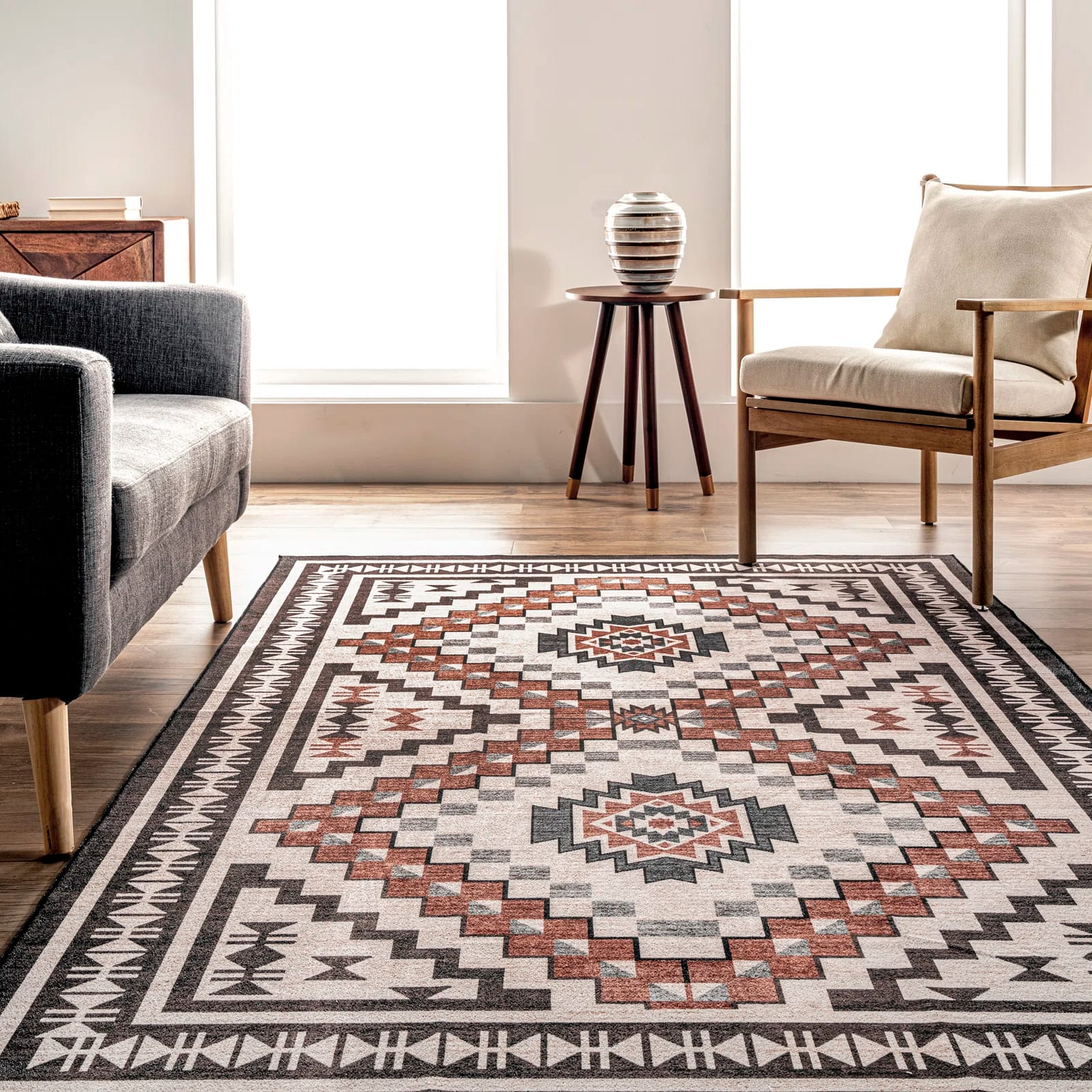 Leighton SpinClean Machine Washable Southwestern Medallion Area Rug